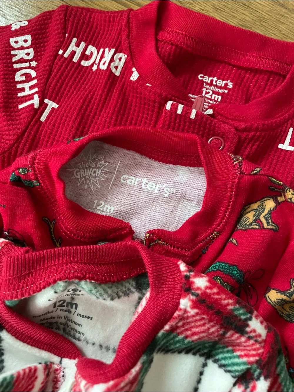 BUNDLE of 3 NWT sleepers 12 months Christmas boys girls